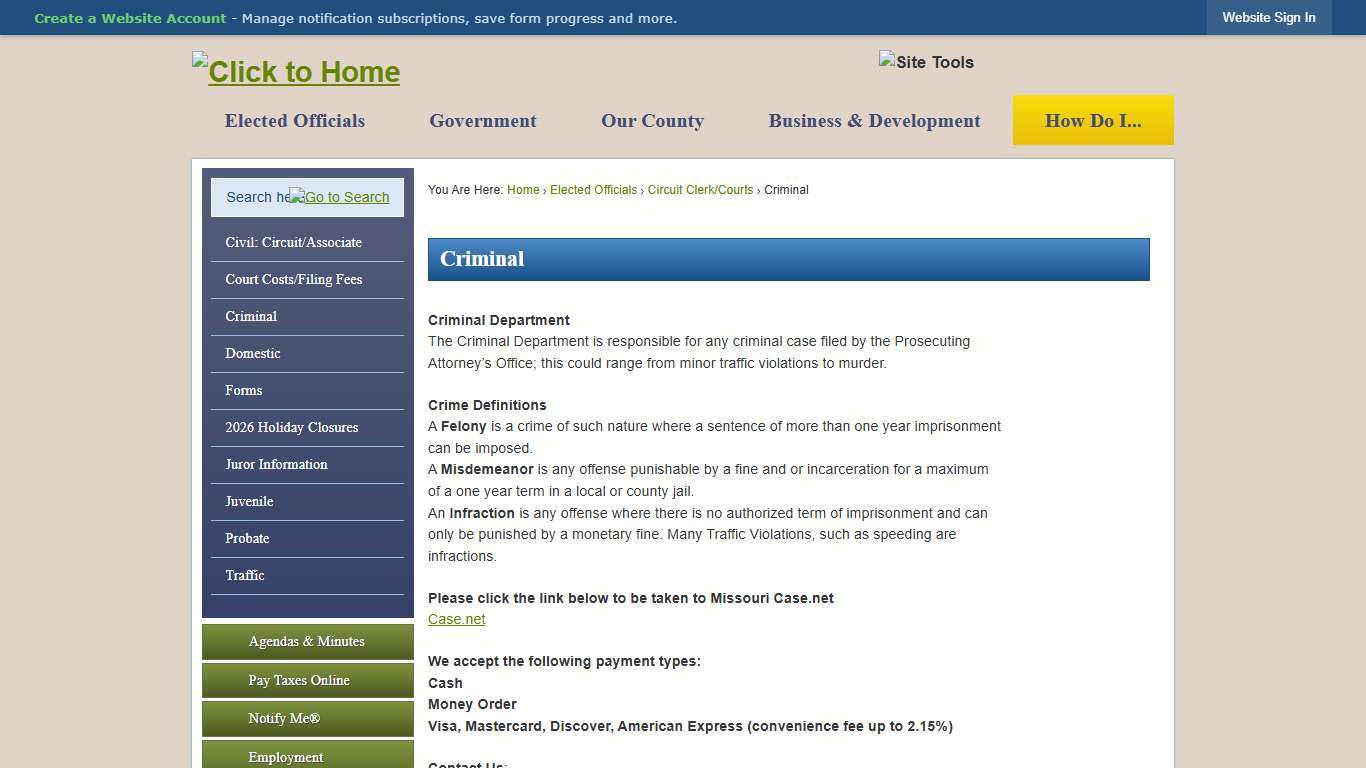 Criminal Cass County, MO - Official Website